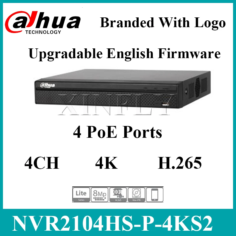 Dahua NVR2104HS-P-4KS2 4CH POE, сетевые видеорегистраторы с жестким диском, выбранные с 1 интерфейсом SATA 2USB, заменяют NVR2104HS-P-S2