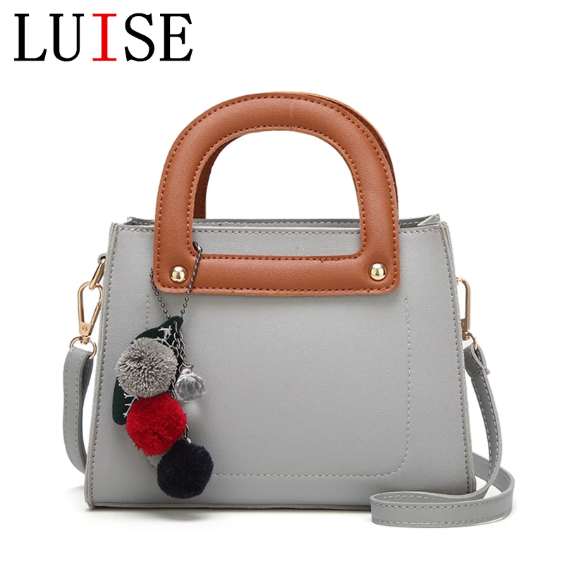 

LUISE PU Leather Pompon Handbags Messenger Bags For Female 2018 summer