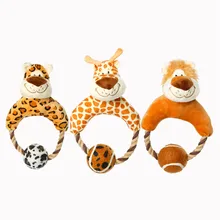 Cotton Rope Wear Ball Toy Animal Pattern Pet Toys Tiger Leopard Giraffe Lion Plush Doll Toys