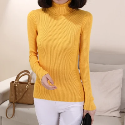 Кашемировый свитер, Женский пуловер с высоким воротом, женские свитера, рубашка, горячая распродажа, шерстяной вязаный свитер, женские Теплые Топы, распродажа одежды - Цвет: yellow