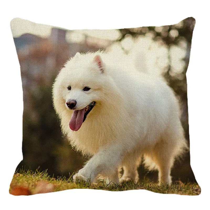 XUNYU милый Чехол на подушку для домашних животных чехол подушки Samoyed льняной