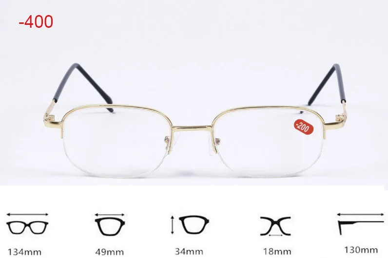 Полуметаллическая оправа в коробке, близорукие очки из смолы, близорукие очки для женщин и мужчин, близорукие очки для близорукости.-1 1,5 2 2,5 3 3,5, 4-4,5~-20 - Цвет оправы: Moypia 400