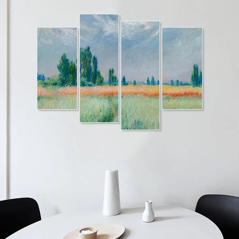 

Laeacco Canvas Painting 4 Panel Watercolor Wall Art Spring Outside Posters Prints Abstract Nordic Home Living Room Decoration