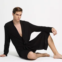 Плюс Размеры Для мужчин Повседневное дышащие мягкие модал банные халаты для дома Домашняя одежда халат для спальни комплект Для мужчин халат комплекты M18303