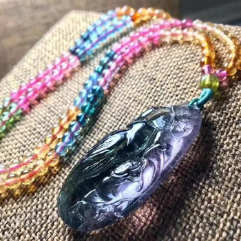 

Fine Jewelry 100% Natural Blue Tourmaline 16.5g Carved Tourmaline Female Women's Gemstones Pendant Necklaces