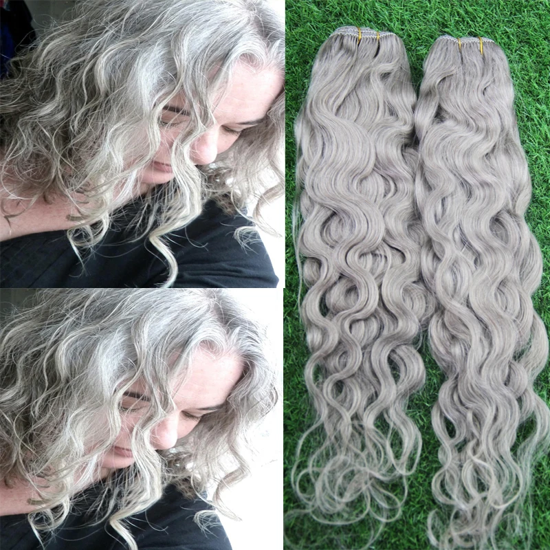 Brazilian Silver Grey Hair Extensions 1PCS/LOT Human Grey Hair Weave