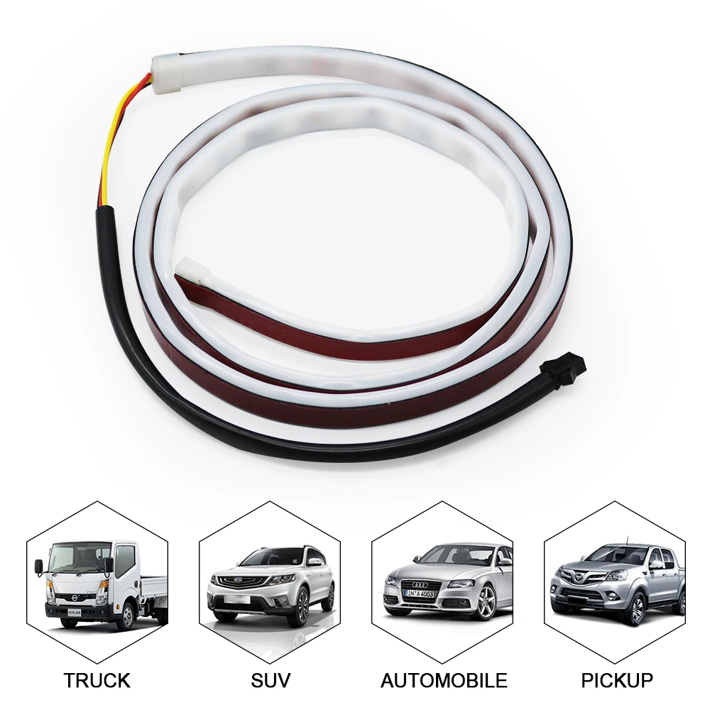 MODERN CAR RGB Dynamic Streamer Rear Trunk Lights Multicolor Tail Box Light Brake Turn Signal Warning LED 120/150CM Strip Lights