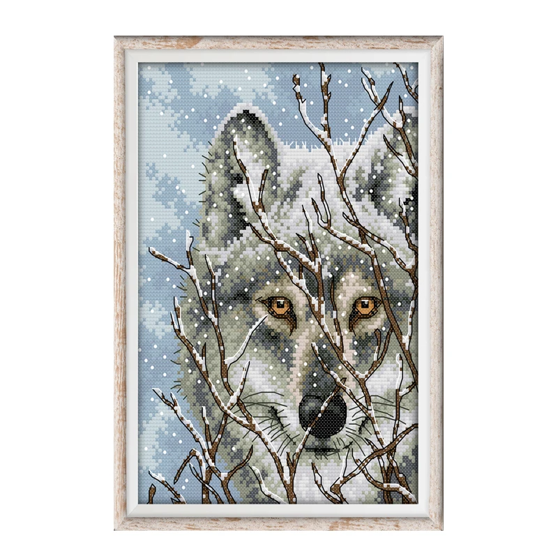 

Joy Sunday Cross Stitch Kits For Kids Embroidery Patterns Animals Wolf Da118 11CT 14CT Cross Stitch Pattern Maker Cross-Costura