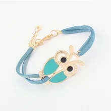 Trendy Handmade Leather Bracelets Women Vintage Lovely Totem Owl Bracelets Jewelry Braided Rope Wristband Stretch Bracelets