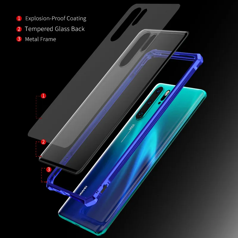 Магнитный металлический Стекло PU кожаный флип чехол для coque huawei P30 Lite чехол P30Pro телефон бампер Стекло задняя крышка huawei P30 Pro Чехол P 30 P30Lite