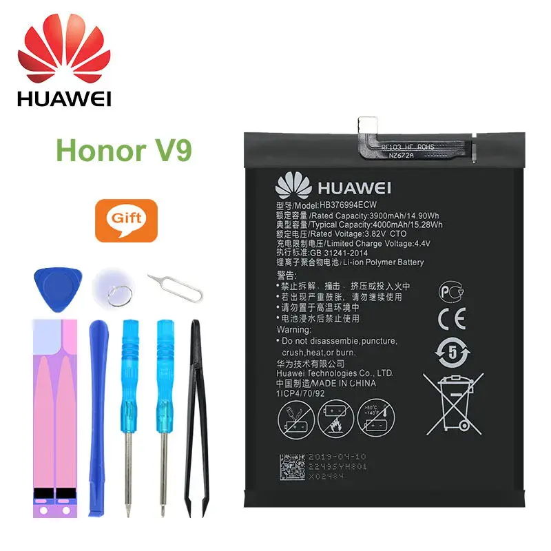 Оригинальный аккумулятор HB376994ECW 4000 мАч для Huawei Honor V9 8 Pro сменные батареи DUK