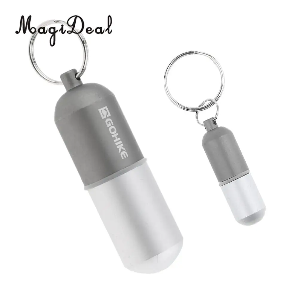 2pcs Waterproof Aluminium Emergency Pill Money Keyring Container Holder Case