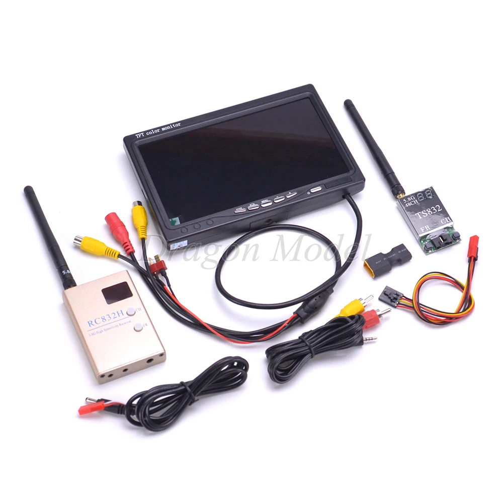 

FPV 5.8G TS832 Transmitter RC832 RC832H Receiver 600mW 48CH & 7 inch 7" LCD TFT 1024 x 600 Monitor NO Blue for FPV RC Quadcopter