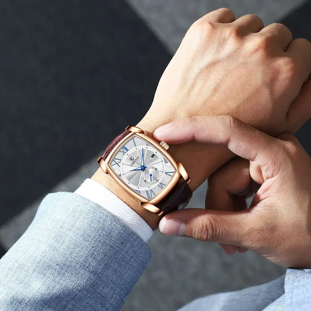 CHENXI Brand Vintage Men Watch Retro Genuine Leather Strap