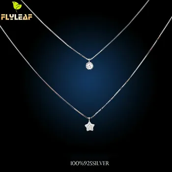 

925 Sterling Silver Little Stars Multi-layer Necklaces & Pendants For Women Fashion Cubic Zirconia Jewelry Accessories