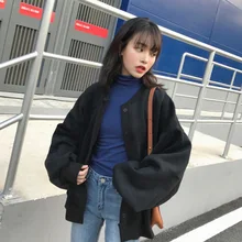 Women Autumn Cardigans Harajuku Loose Long Sleeves Round Neck Female Coat Sweater MSJ99 dark grey knitting long sleeves loose cardigans