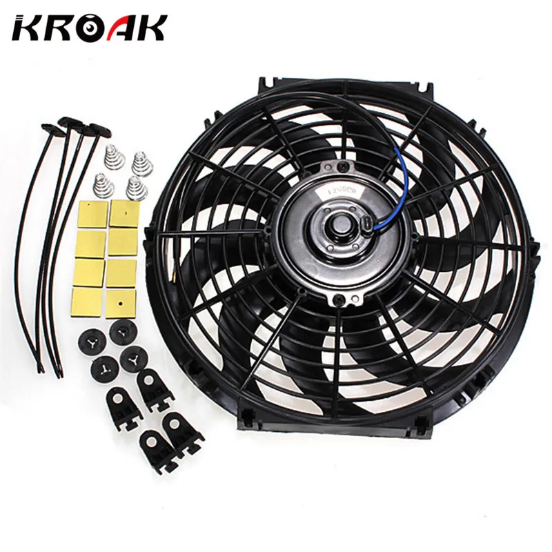 

Universal 10inch 12V 80W Car Auto Slim Reversible Electric Radiator Cooling Fan Push Pull + KITS