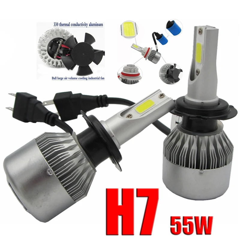 

2pcs 55W 10000LM H7 Led Bulb Conversion Light White H7 Headlight Kit For Automobile Car Headlamp 6000K