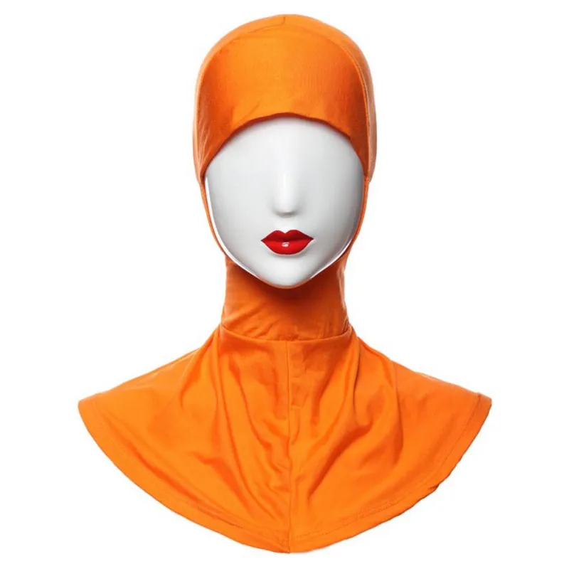 Мусульманская леди шарф-хиджаб шарф Сплит длинный шарф воротник бюстгальтер Исламская Шапка капюшон классический шарф - Цвет: Оранжевый