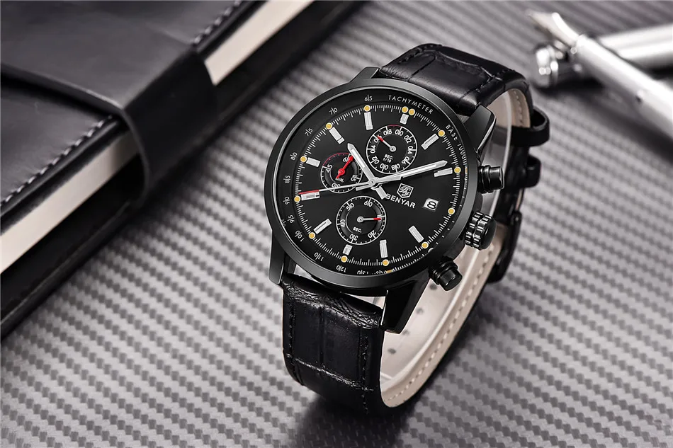 Мужские часы Reloj Hombre BENYAR брендовые модные спортивные Кварцевые водонепроницаемые наручные часы с хронографом мужские часы BY-5102M