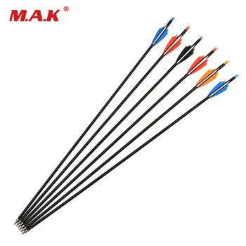 

30 Inches Mixed Carbon Arrow Length Spine 500 Flame Feather Replaceable Arrowhead for Compound Bow Archery Hunting