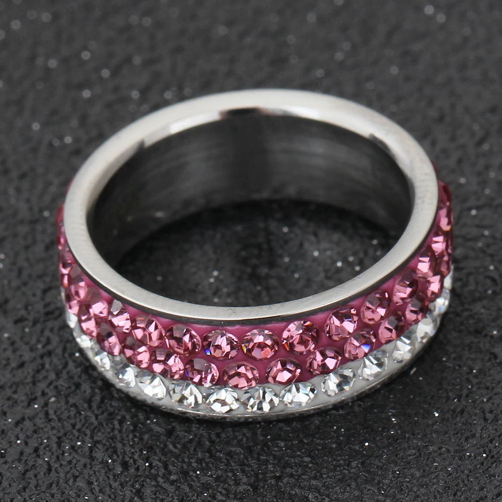 Christmas gift Czech crystal rings for women and girl stainless steel ring accessories jewelry