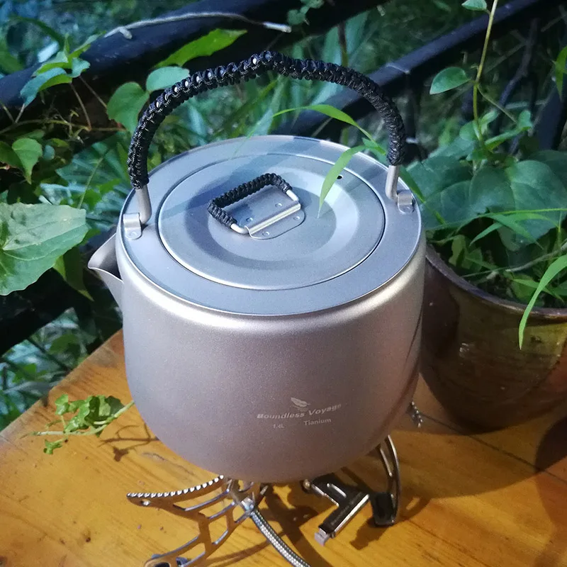 Viagem sem Limites Bule de Chá Chaleira com Filtro de Água de Acampamento Pega da Tampa para Fogão de Indução Titânio Café Anti-scalding 1.4l 14 Esporte e Lazer