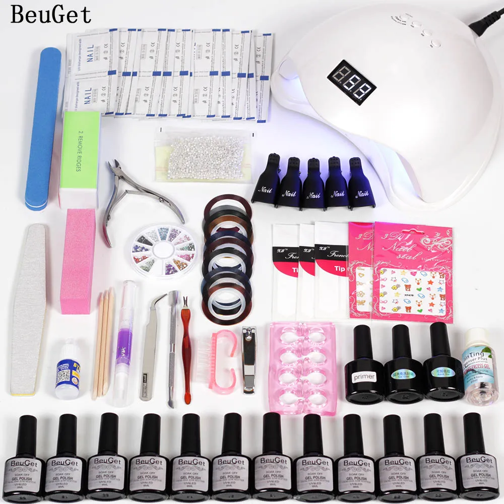 

Nail Set 45w/80w UV LED Lamp Dryer With 18pcs Nail Gel Polish Kit Soak Off nail Manicure Tools Set kit For Nail Art Tools
