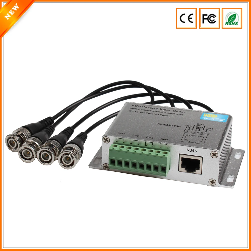 

BESDER CVI TVI AHD 4CH Passive Video Balun UTP Video Balun CCTV Via Twisted Pairs With Male Connector To UTP RJ45 Up to 450M