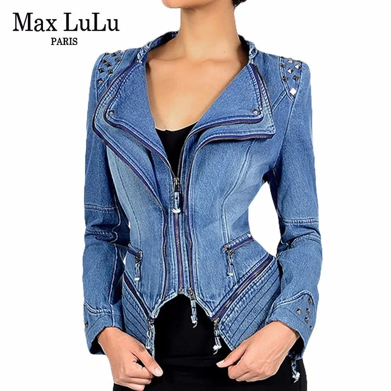 Осенняя роскошная винтажная одежда Max LuLu для девушек женская джинсовая куртка