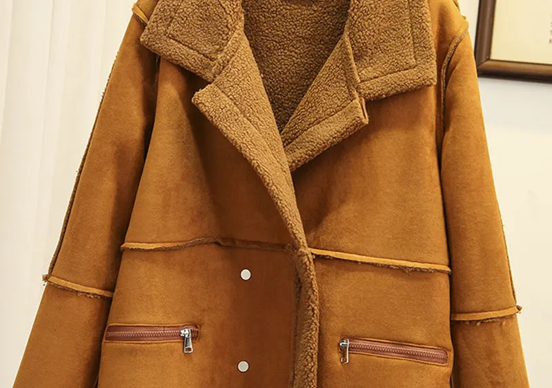 HEE GRAND/зимнее пальто для женщин; пальто из искусственной замши; кожаные куртки; большие размеры 4XL; свободная верхняя одежда из искусственной овечьей шерсти; пальто WWC164