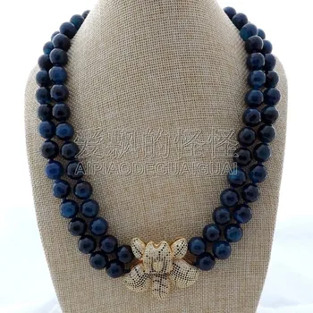 

N122907 21'' 2Strand Blue CZ Flower Necklace