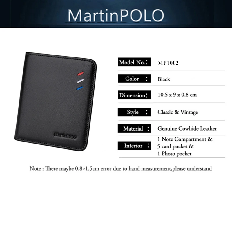 MartinPOLO мужской кошелек из натуральной кожи тонкий мини короткий кошелек маленький кошелек держатель кредитной карт