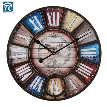 

American Village Clock Living Room Bar Cafe Personality Loft Industrial Wind Large Decorative Nostalgic Retro Watch
