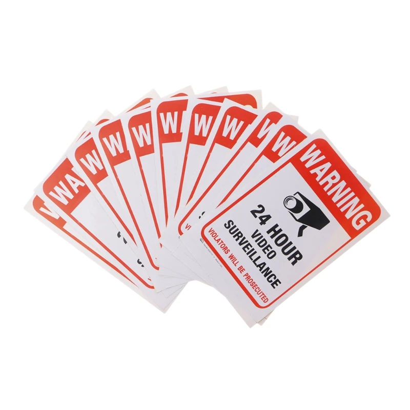 Warning Stickers Warning Decal 10pcs Lot Waterproof PVC CCTV Video Surveillance Security Sticker Warning Signs