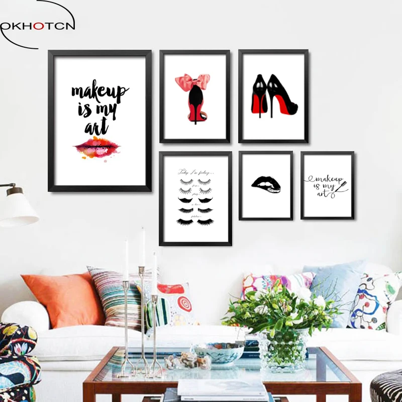 Fashion MakeUp Is My Art Wall Canvas Painting Home Decor Today I Am Feeling Prints Girl Pictures | Дом и сад