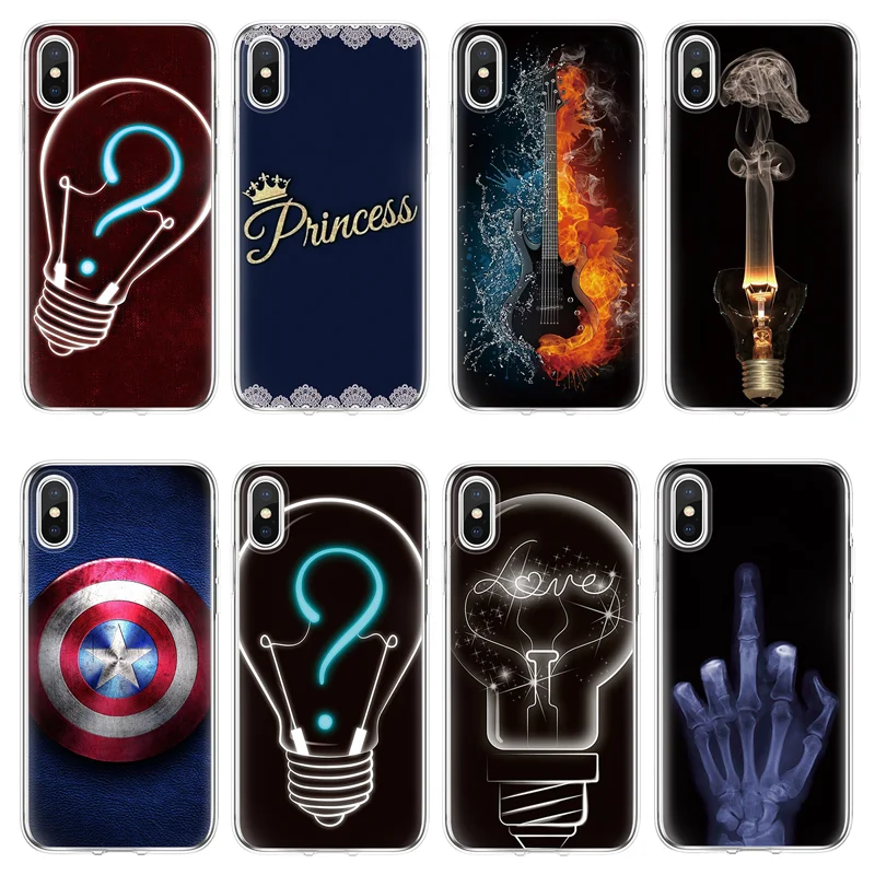 

light bulb For iPhone X 4 4S 5 5S 5C SE 6 S 6S 7 8 Plus For Huawei P8 P9 P10 P20 Honor 7A Pro Mate 10 Lite 2017 P Smart TPU Case