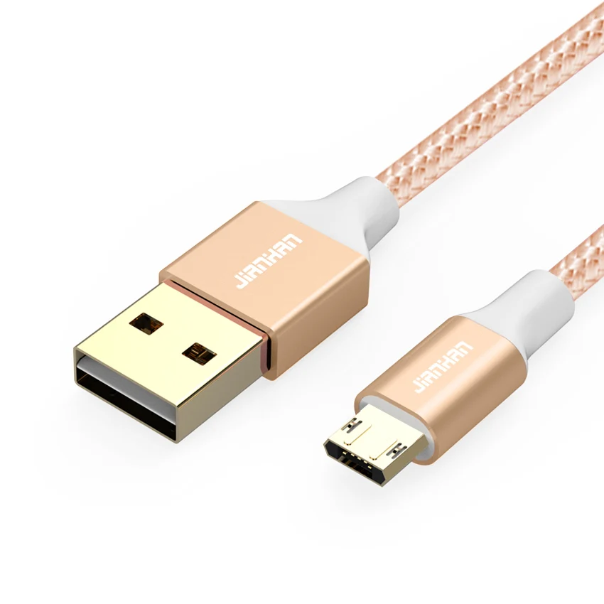 2 упаковки Реверсивный micro usb кабель для быстрой зарядки данных нейлоновый плетеный кабель micro usb для телефонов Xiaomi samsung Android - Цвет: Gold