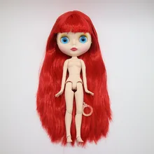 Красный Длинные волосы Совместное тела телесного цвета Блит куклы, завод куклы, кукла подходит для DIY Изменить BJD игрушка для девочек