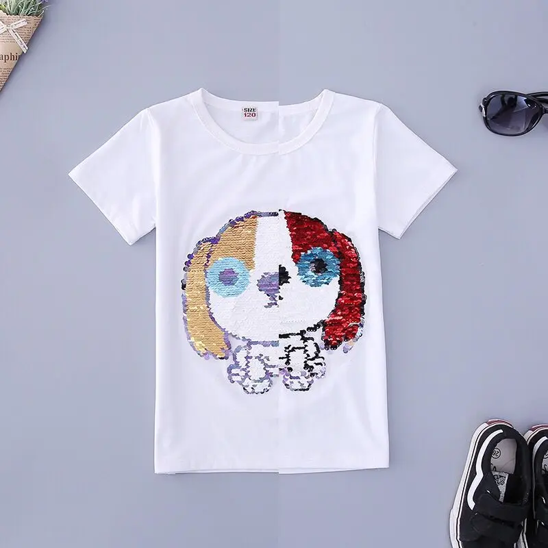 Boys T-Shirts Cotton Kids T-Shirt With Sequin Reversible Sequin Girls T Shirt Kids White Flash T Shirt Kids Teen Girl 15