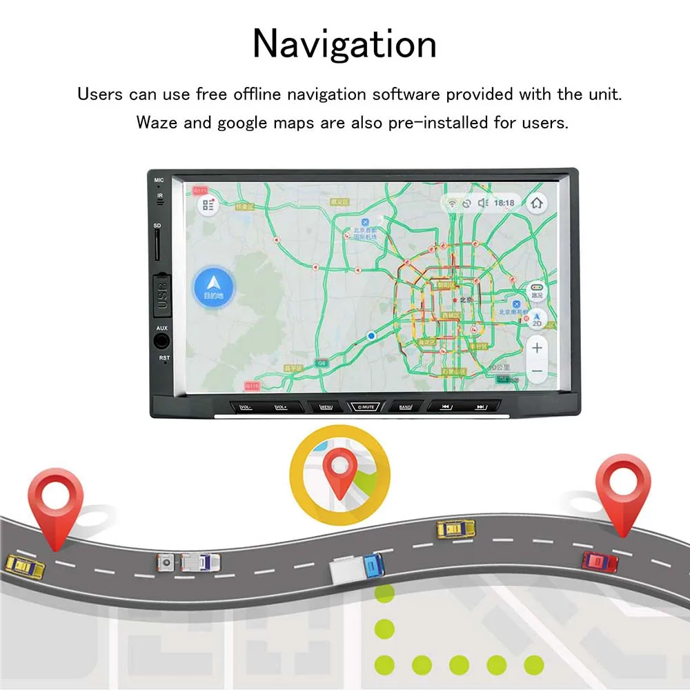 Discount 2din android 8.1 car radio stereo Octa Core 2G+16G GPS Navigation WIFI AM/FM/RDS Auto Radio 7" IPS TouchScreen 1024X600 SWC OBD2 3