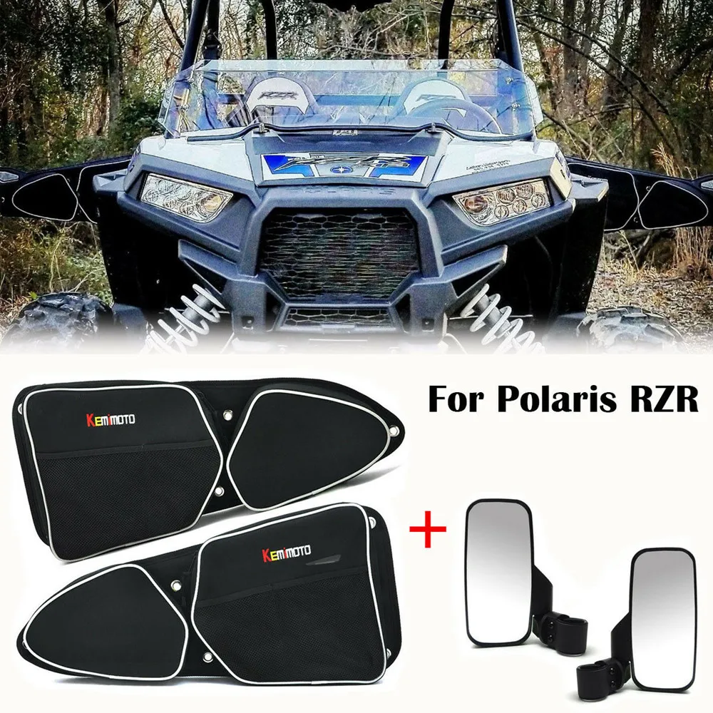 

1.75" 2" UTV View Side Mirror Set & 2Pcs Door Bag Side Storage Bag Knee Pad for Polaris RZR XP 1000 900 S X 2015-2018 2017 2016