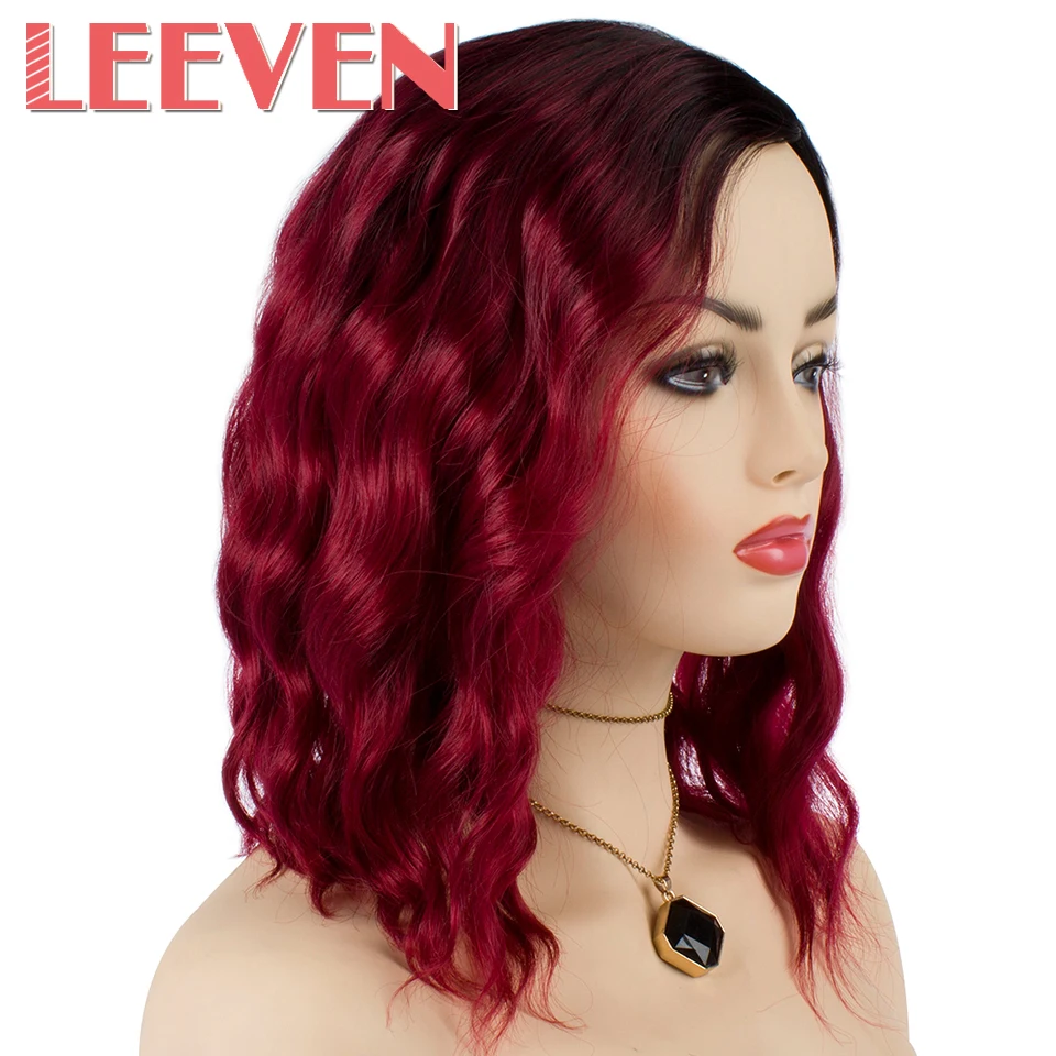 Leeven 12inch Synthetic Short Natural Wave Wigs for Womens Black Brown Blonde Pink Hair Wigs Female Heat Resistant Fiber Hair