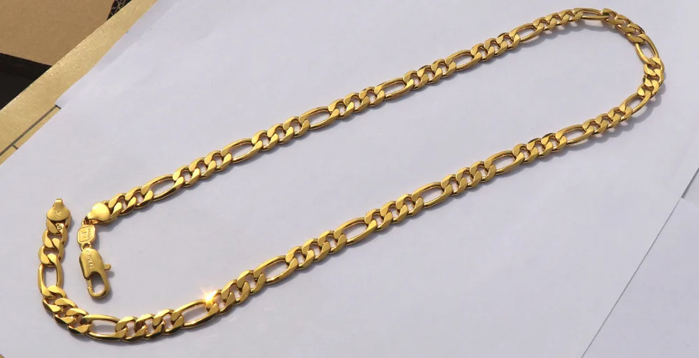 Твердые Stamep 585 алмазов 24 k желтого золота заполнены Фигаро звено цепи Цепочки и