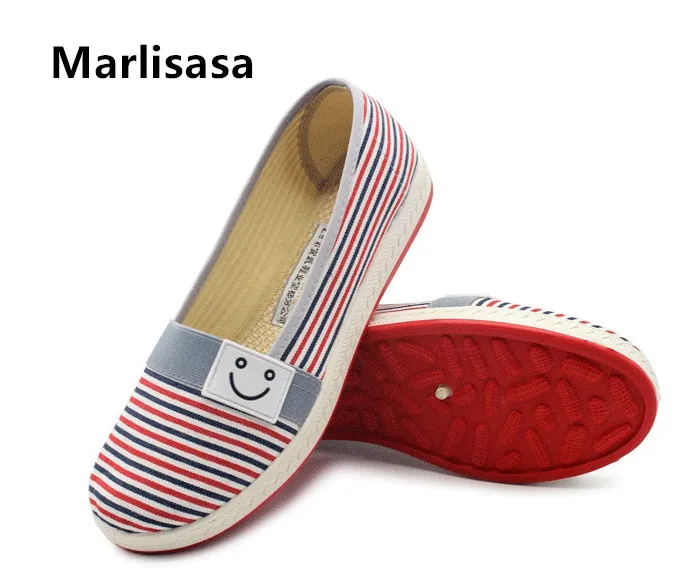 

Marlisasa Women Fashion Comfortable Canvas Slip on Flat Shoes Lady Cute Street Shoes Female Striped Shoes Zapatos De Mujer F2054