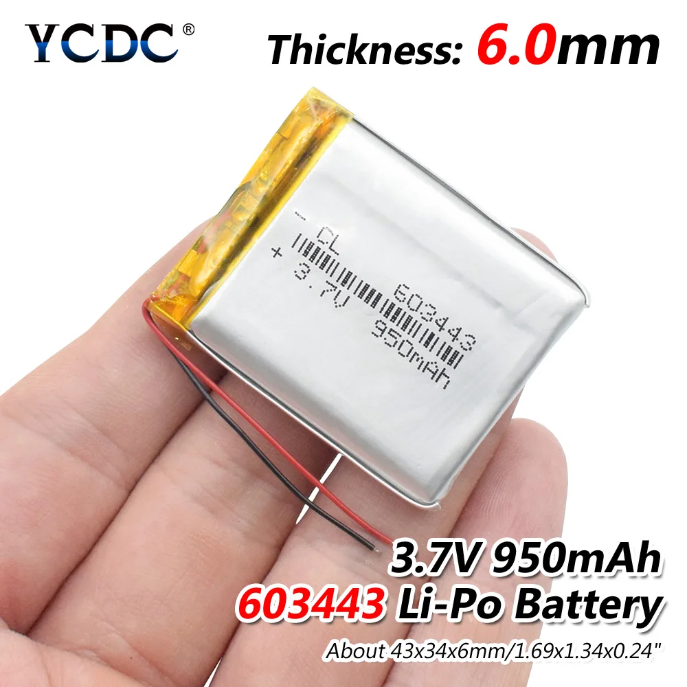  37 V 950mAh 603443 Lithium-Polymer Li-Po li ionen Akku Lipo zellen Für Bluetooth lautsprecher GPS M