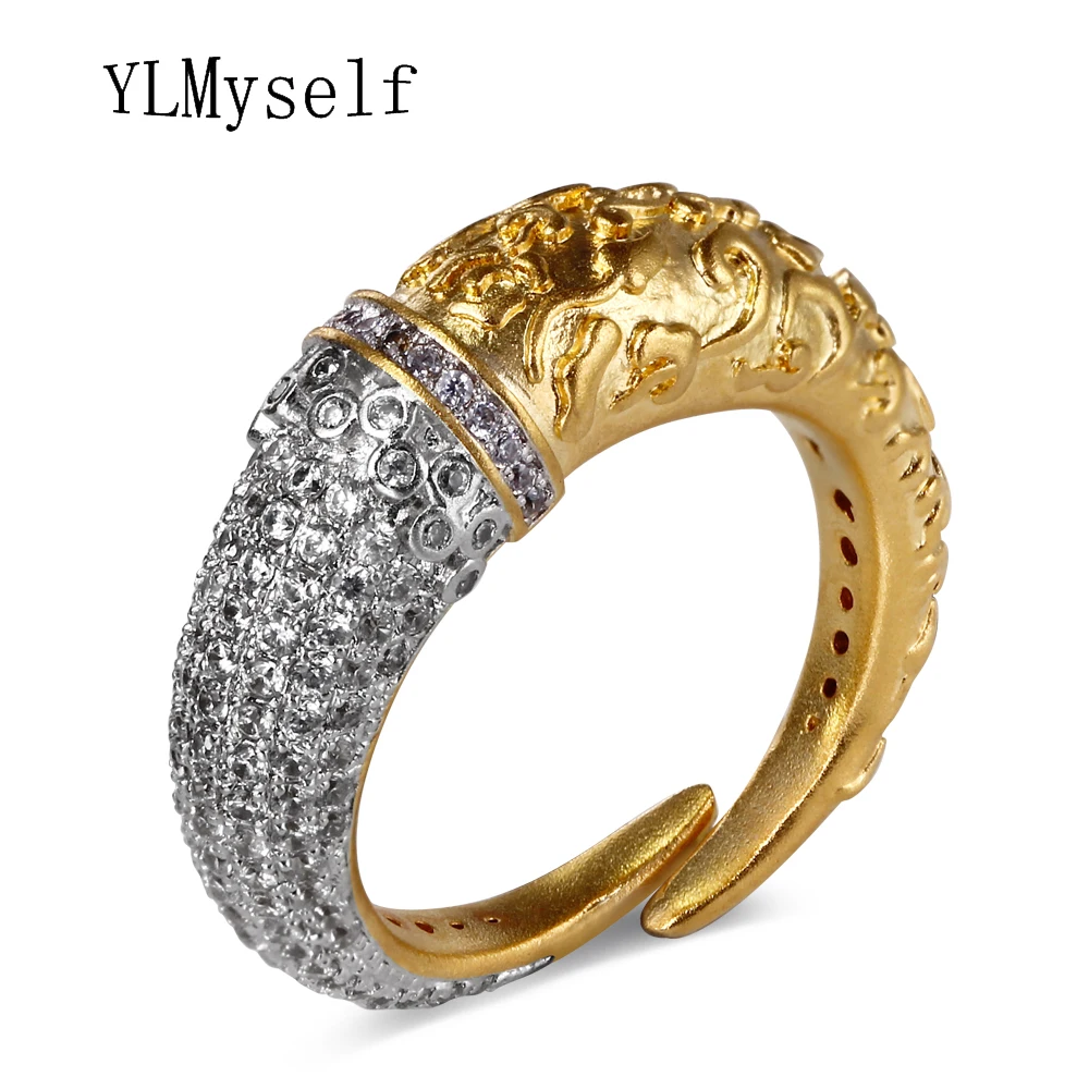 Уникальный Дизайн Кольцо Медь Ювелирные изделия из металла в белый и золотой цвет проложить полноценно фианит палец кольца для женщи