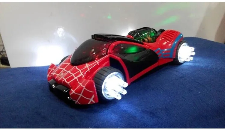  Super Power 3D light music flash electric universal spider-man car toy LED luminous sound Fighting 