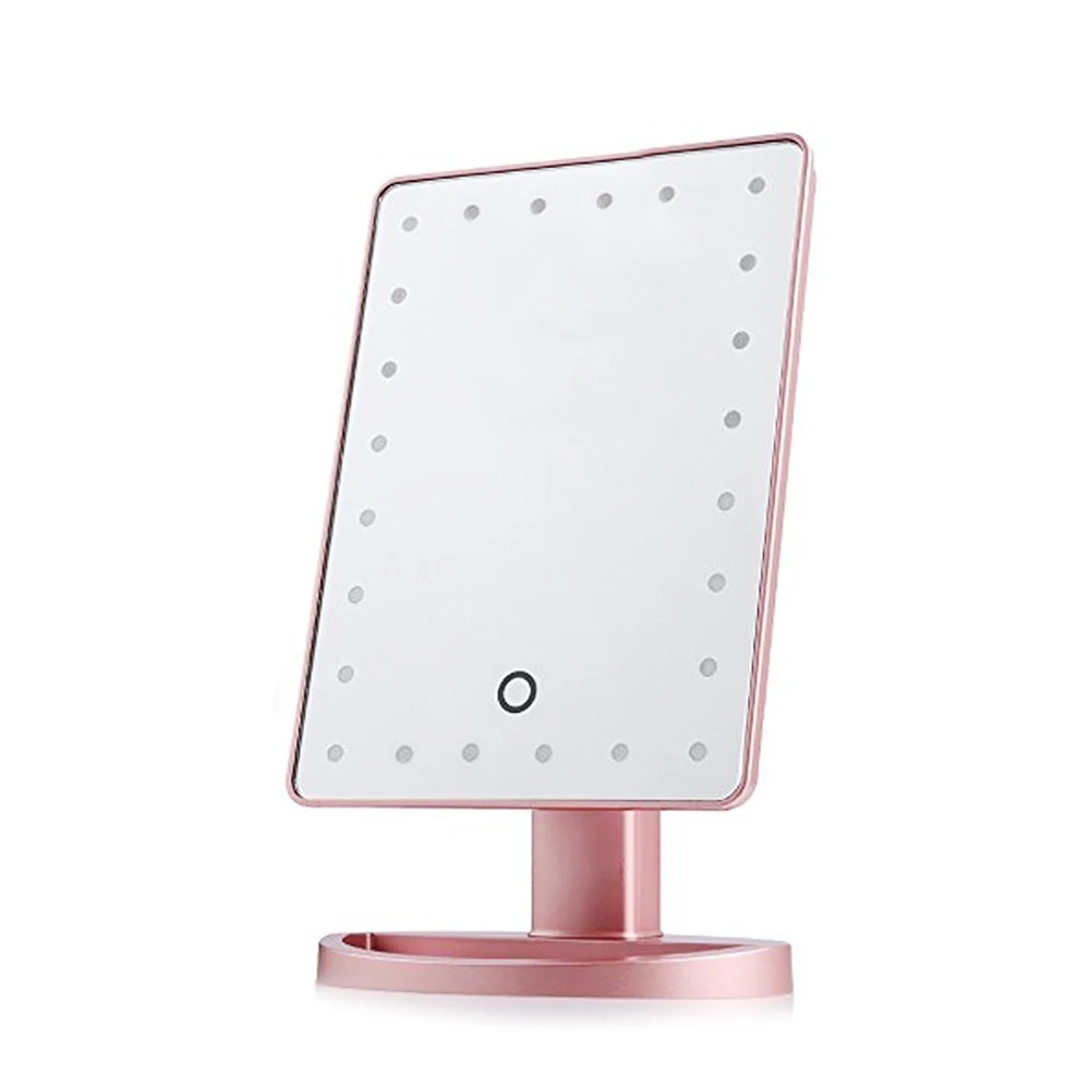 Adjustable 24 LEDs Lighted Makeup Mirror Touch Screen Portable Dimmable Vanity Mirror Tabletop Lamp Cosmetic Make Up Tool