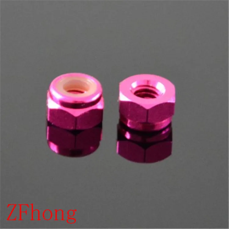 Pink M2-M8 Flanged Nyloc Nuts Flange Nylon Insert Locking Nut Aluminium Anodized 